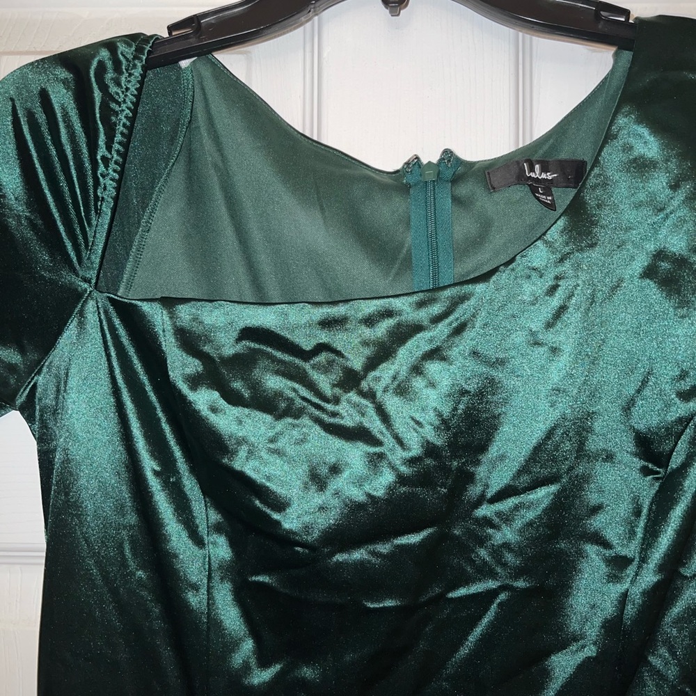 Lulu's Emerald Green Long Sleeve Dress - Picture 2 of 4